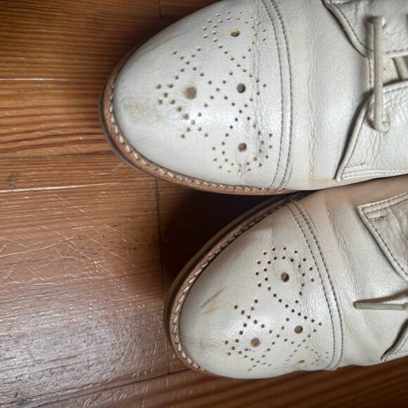 Lanvin vintage white leather lace oxford shoes SIZE 25.5/9.5 - Picture 7 of 8